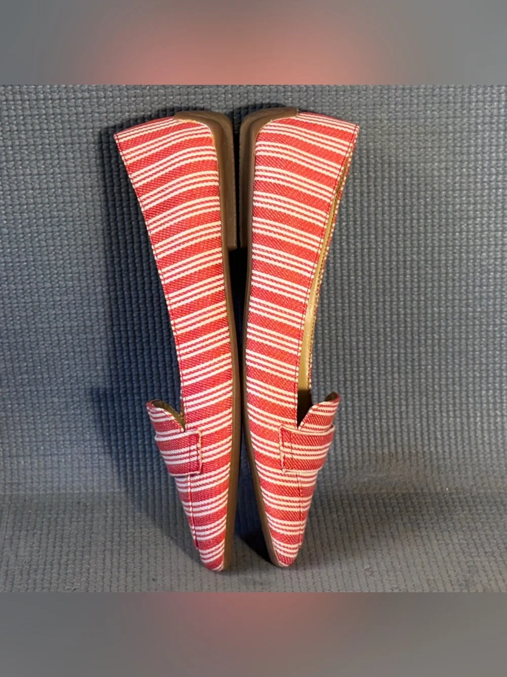 Talbots Francesca Driving Moccasins Red/White Stripe Shoes Women's Size 6.5